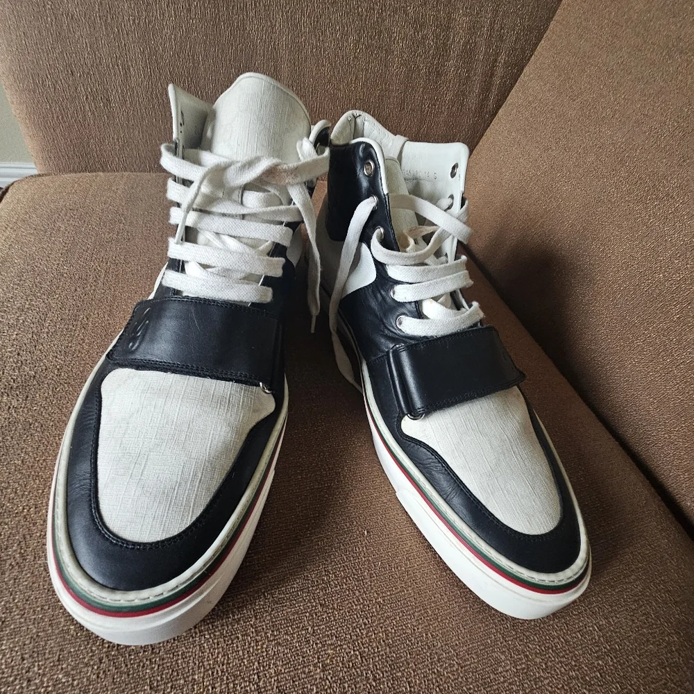 Gucci GG Monogram High-Top Leather Sneakers Size 14 - Picture 5 of 15